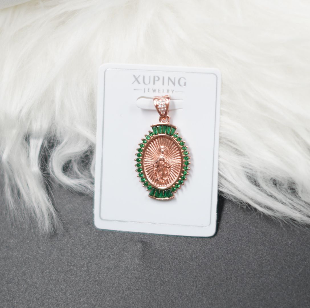 Miniatura 2 de DIJE VIRGEN ROSADO PIEDRAS VERDES